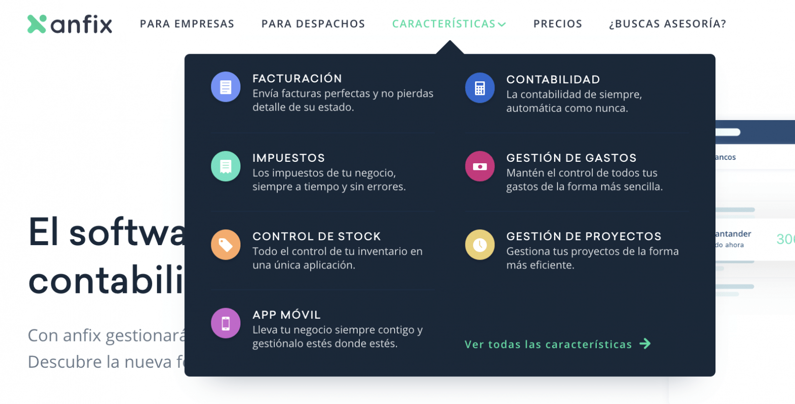 menú web de Anfix
