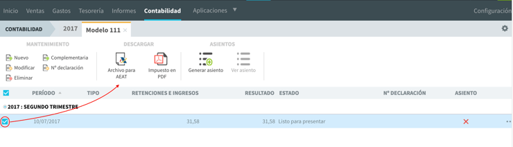 Como exportar el modelo 111