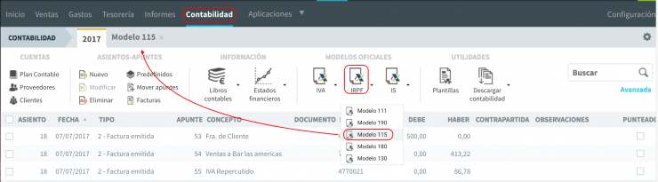 Como generar el modelo 115